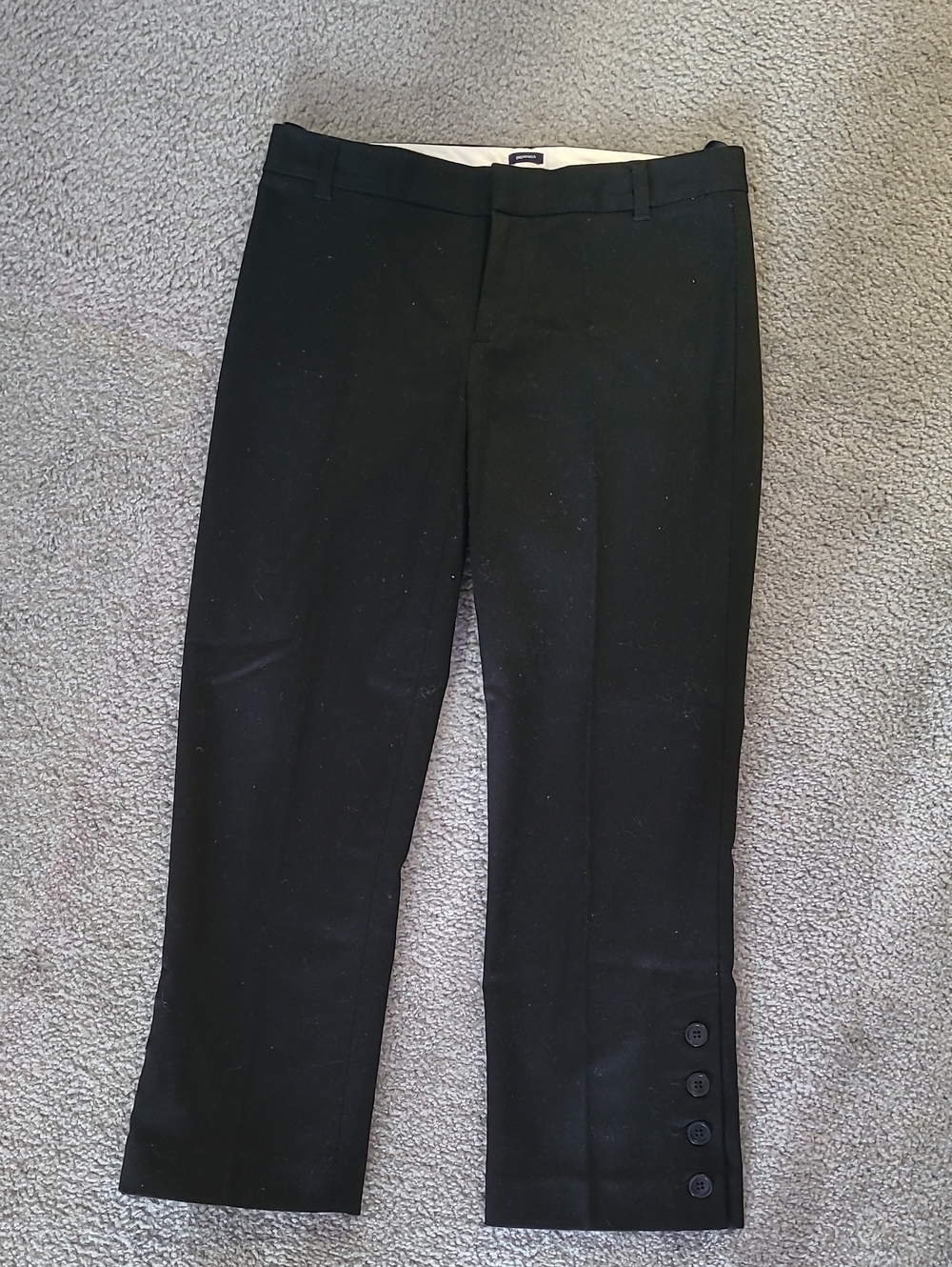 GAP Black Cropped Dress Pants with Side Button Cuff